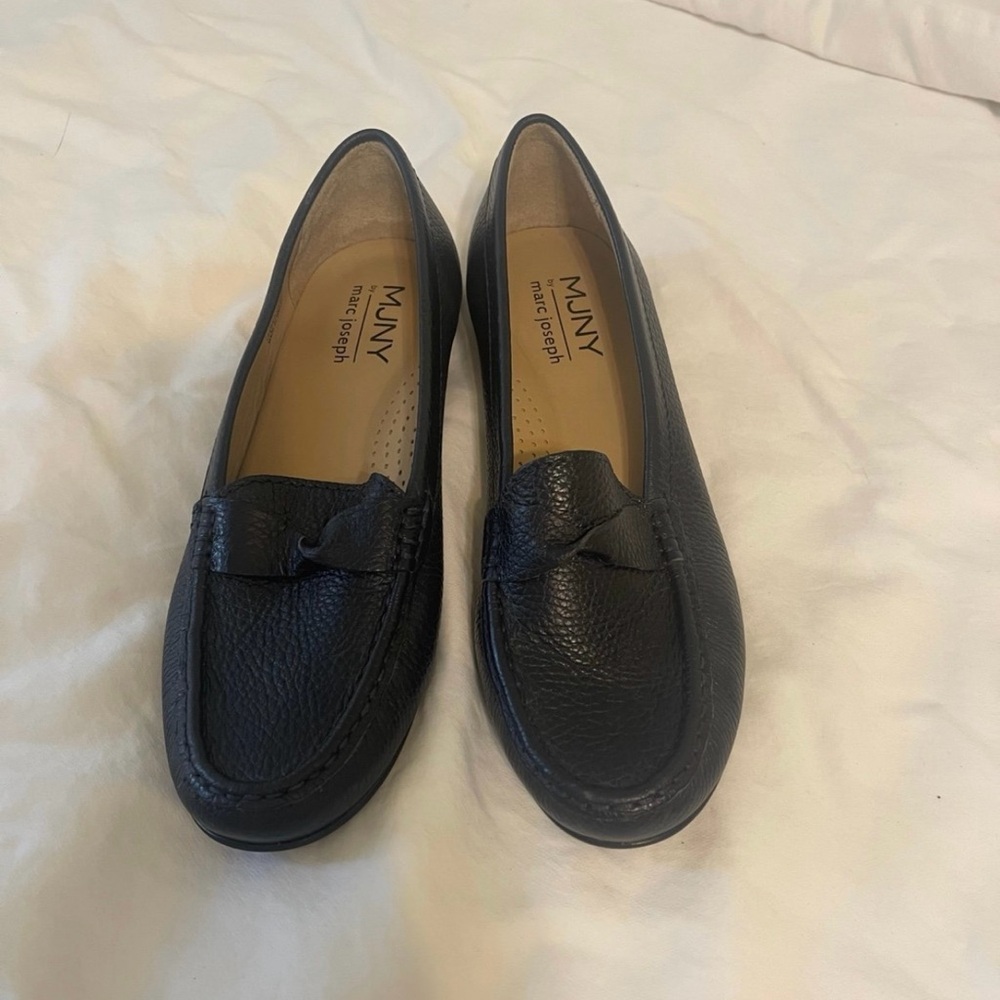 Marc Joseph Black Leather Loafers with Braided Detail